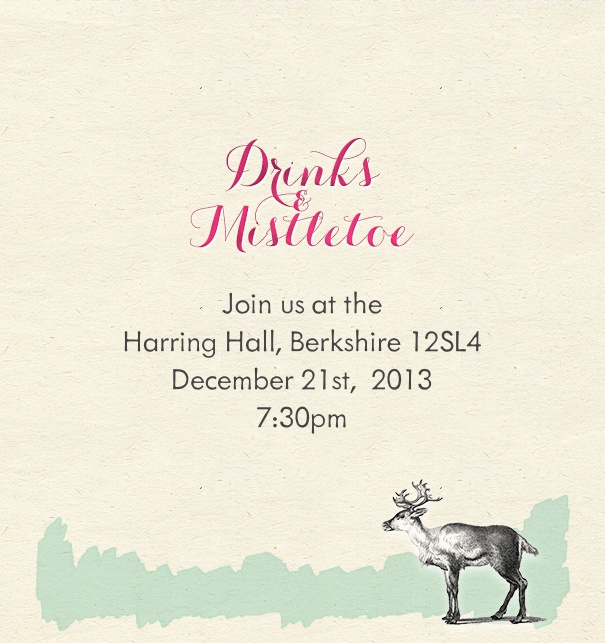 Seasonal Christmas Party Invitation online with Reindeer and logo Upload.