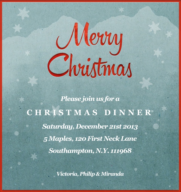 Blau graue Merry Christmas Weihnachtskarte mit weißen Sternen inklusive gestalteter Text zum Anpassen.