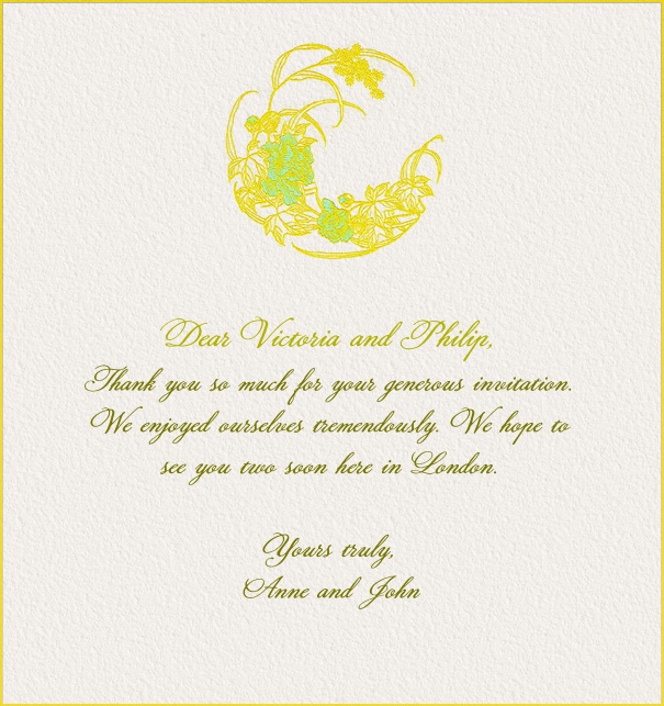 white paper color card with yellow frame and yellow globe image top middle.