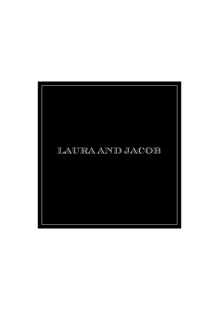 Online Wedding invitation card with square text field on front and fine frame on back. Choosable in various colors. Black.