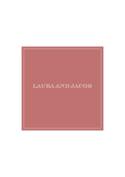 Online Wedding invitation card with square text field on front and fine frame on back. Choosable in various colors. Pink.