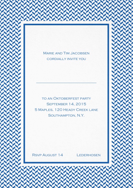 Classic high invitation card with thin waves frame and editable text.