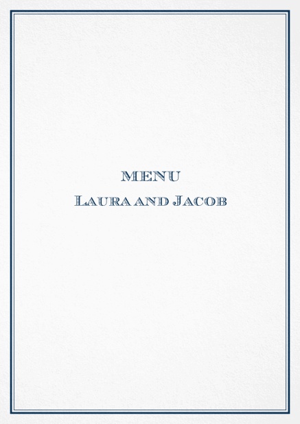 Classic menu card with red border and editable text field. Navy.