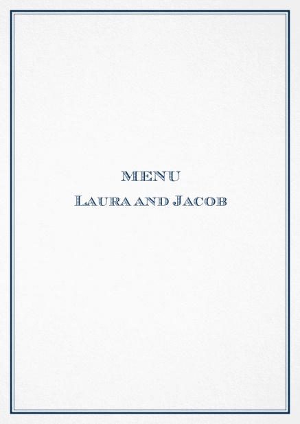 Classic menu card with red border and editable text field. Navy.