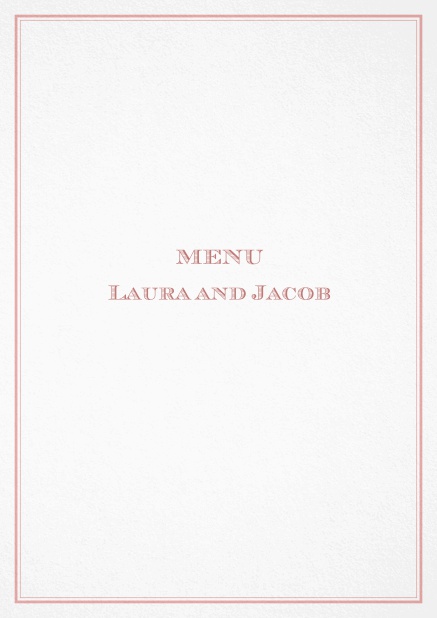 Classic menu card with red border and editable text field. Pink.