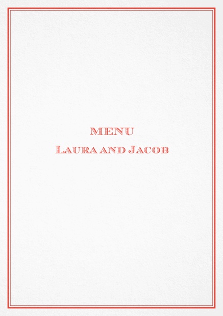 Classic menu card with red border and editable text field. Red.