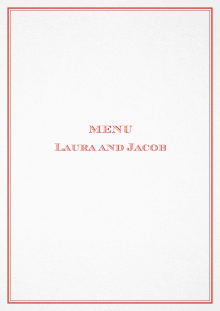 Classic menu card with red border and editable text field. Red.