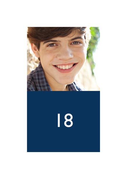Online 18th Birthday invitation with photo and text field in various colors. Navy.
