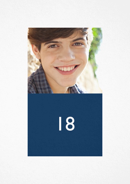 18th Birthday invitation with photo and text field in various colors. Navy.