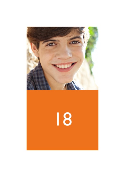 Online 18th Birthday invitation with photo and text field in various colors. Orange.