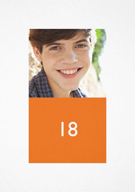 18th Birthday invitation with photo and text field in various colors. Orange.