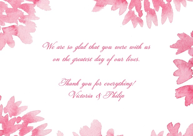 Online thank you card with painted water color roses.
