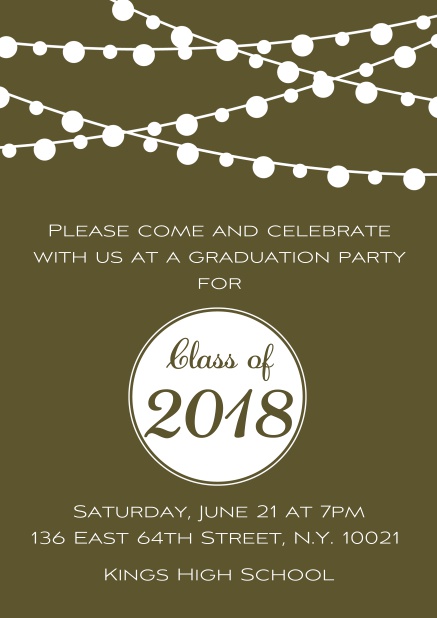 Invitation card to your graduation party with fun lighting Gold.