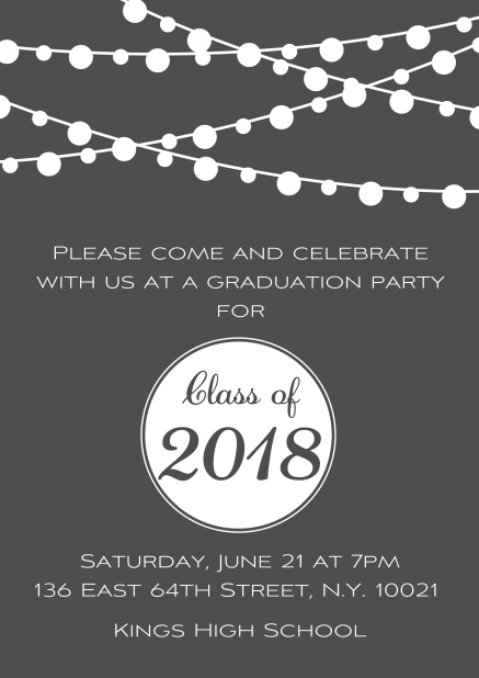 Invitation card to your graduation party with fun lighting Grey.