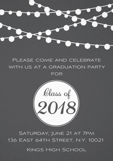 Invitation card to your graduation party with fun lighting Grey.