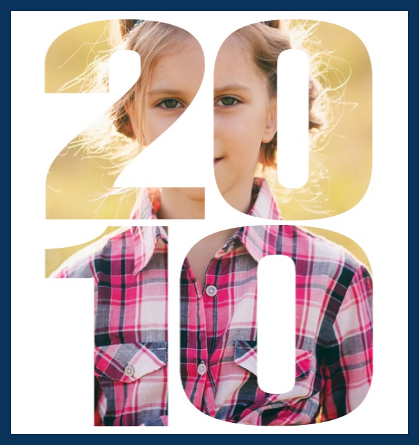 Born in 2010 large - Navy - 10th Birthday Online invitation card with cut out 2010 for own photo, great for 10th Birthday invitations Navy.
