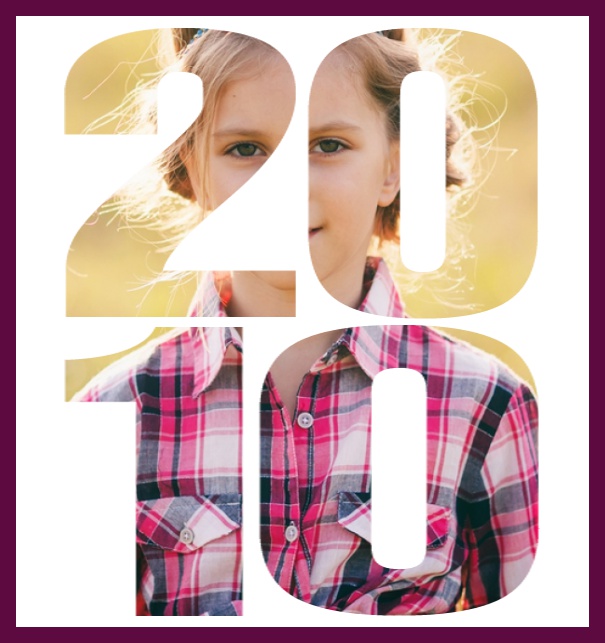 Born in 2010 large - Purple - 10th Birthday Online invitation card with cut out 2010 for own photo, great for 10th Birthday invitations Purple.