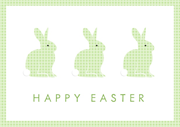 Wish Happy Easter with this beau virtual Easter card with three Easter Bunnies. Green.