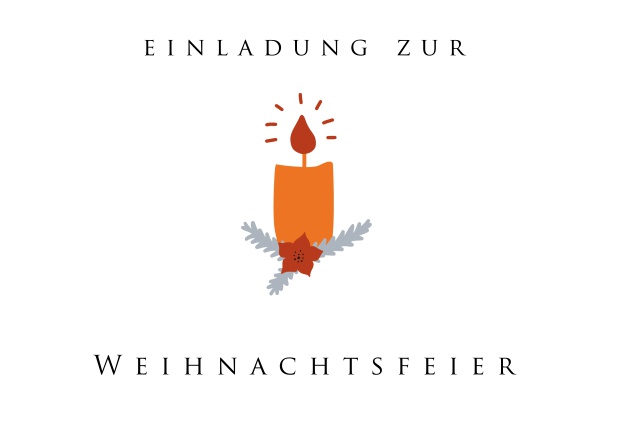 Online Weihnachtsfeier Einladungskarte mit leuchtender Weihnachtskerze