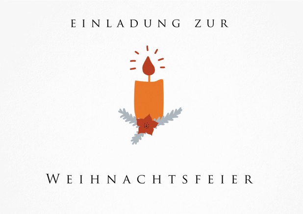 Weihnachtsfeier Einladungskarte mit leuchtender Weihnachtskerze