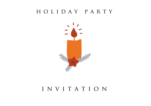Online Holiday party invitation card with burning Christmas candle