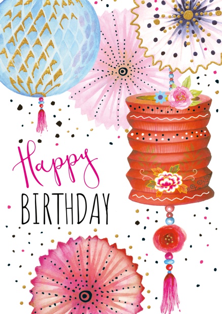 Online Birthday Card with lampions