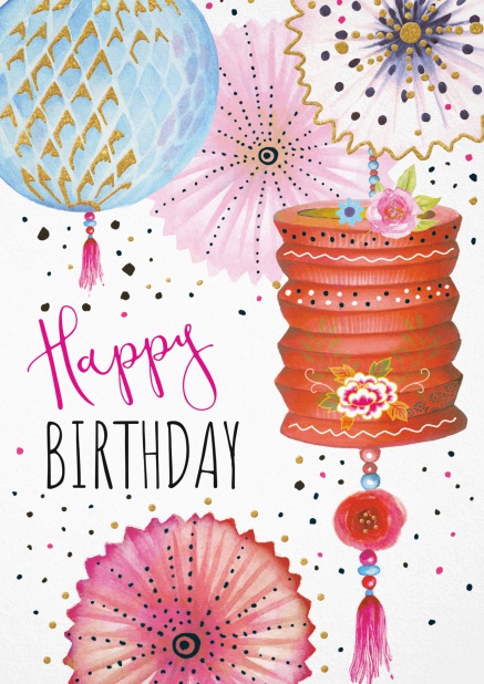 Birthday Card with lampions