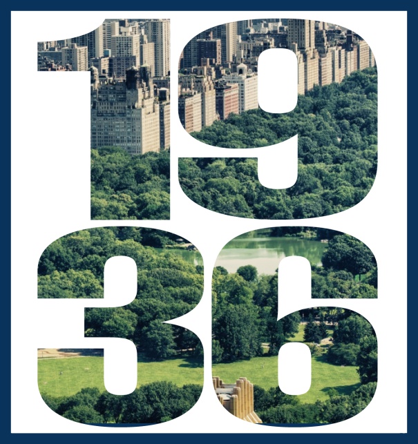 Online Einladungskarte mit ausgeschnittener 1936 für eigenes Foto Marine.