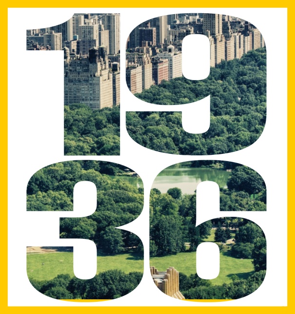 Online Einladungskarte mit ausgeschnittener 1936 für eigenes Foto Gelb.