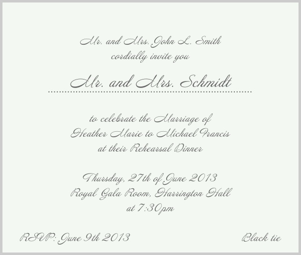 Beige, classic Wedding Invitation with red border. Grey.