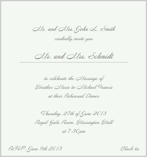 Beige, classic Wedding Invitation with red border. Grey.