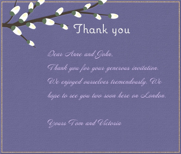 Blue Thank You Card with Spring Branch.