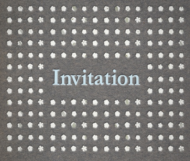 Square Grey Spring Invitation card customizable with Drawn design background