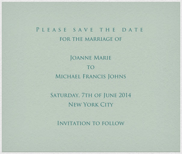 Ein Tag in Island - Kostenfreie Designs Grau Blaue Hochzeits Save the Date Karte mit weißem Rand.