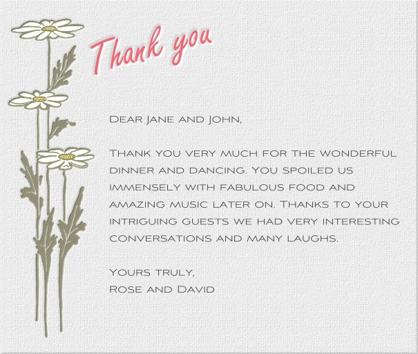 Online Dankeskarte mit Schriftzug Thank you und Blumenillustration.