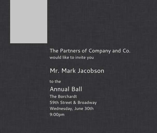 Dark Grey Corporate Formal Invitation with Logo.