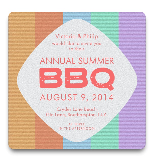 Summer BBQ Invitation Themed Online with Colorful retro theme.