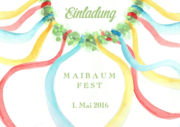 Start May with a party - Bavarian Online Invitation card with classic May Tree colors