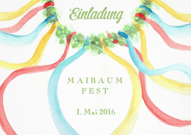 Start May with a party - Bavarian Invitation card with classic May Tree colors
