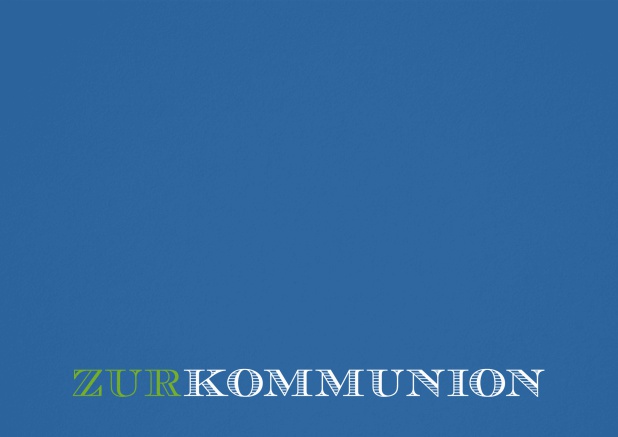 Einladungskarte zur Kommunion Blau.