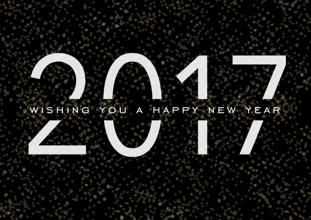 Online Happy New Year Greetings with the cool black card with white 2017. Black.
