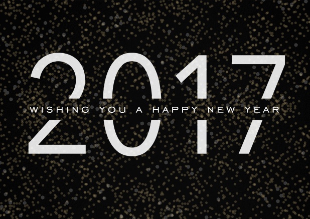 Happy New Year Greetings with the cool black card with white 2017. Black.