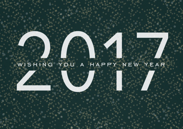 Happy New Year Greetings with the cool black card with white 2017. Green.