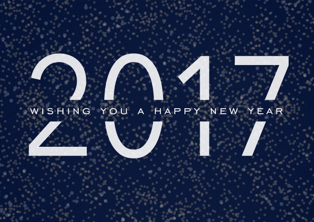 Happy New Year Greetings with the cool black card with white 2017. Navy.