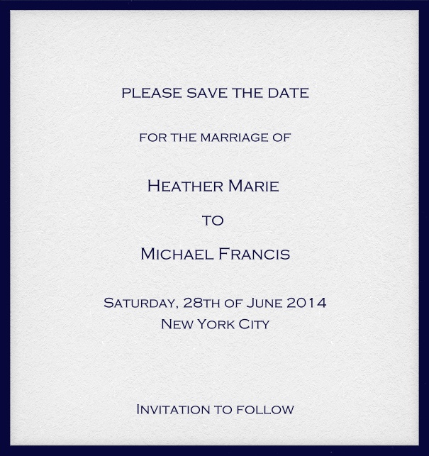 Online Save the Date Karte mit anpassbarem Rahmen und Text. Marine.