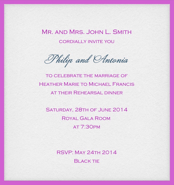 Online invitation card with customizable frame and text. Pink.