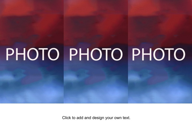 Online Photo card in landscape format with 3 photo fields for uploading your own photos including a text field.