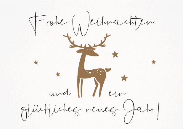 Weihnachtskarte mit goldenem Renntier