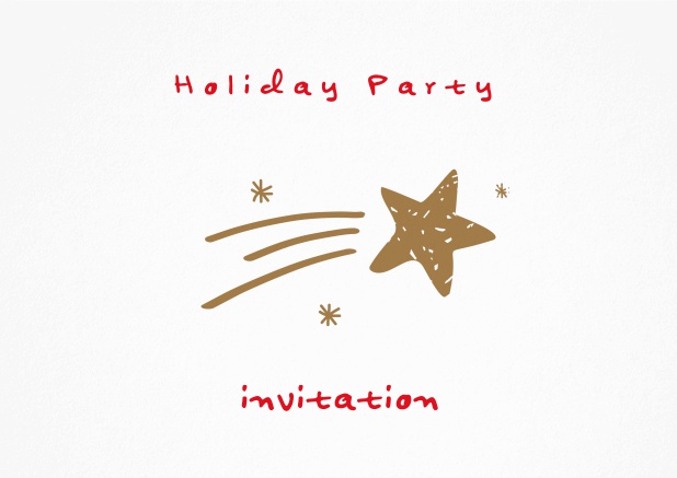 Holiday party invitation card with golden Christmas shooting star