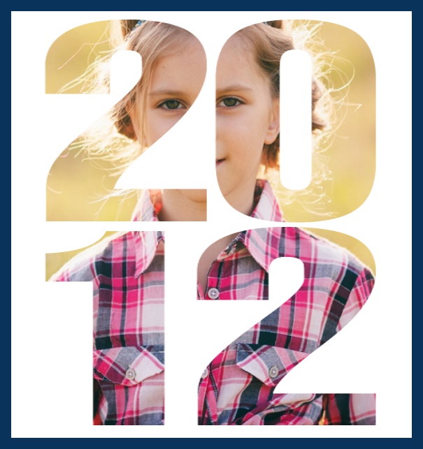 Born 2012 - Navy - 10th Anniversary Online invitation card with own photo option behind a cut our 2012 Navy.